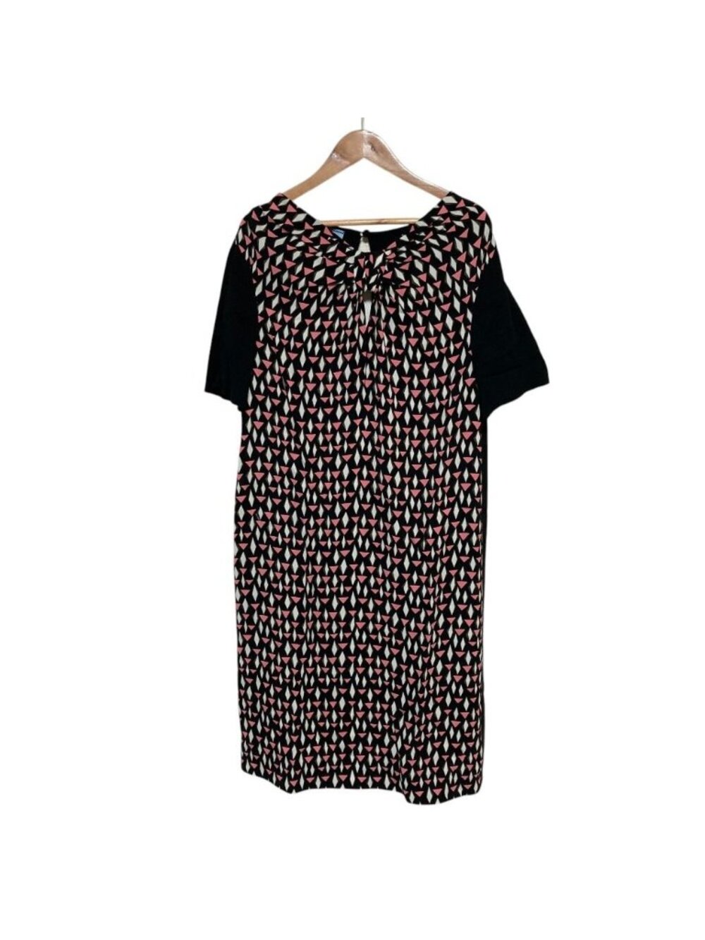Prada All Over Print Front Ribbon Short Sleeve Dress Black